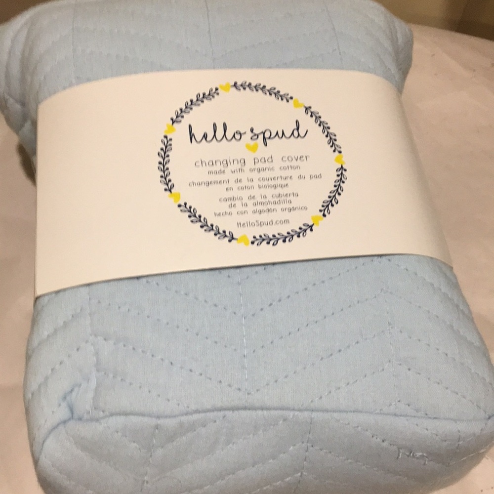 NWT Hello Spud Changing Pad Cover Organic cotton blue see measurements below OS